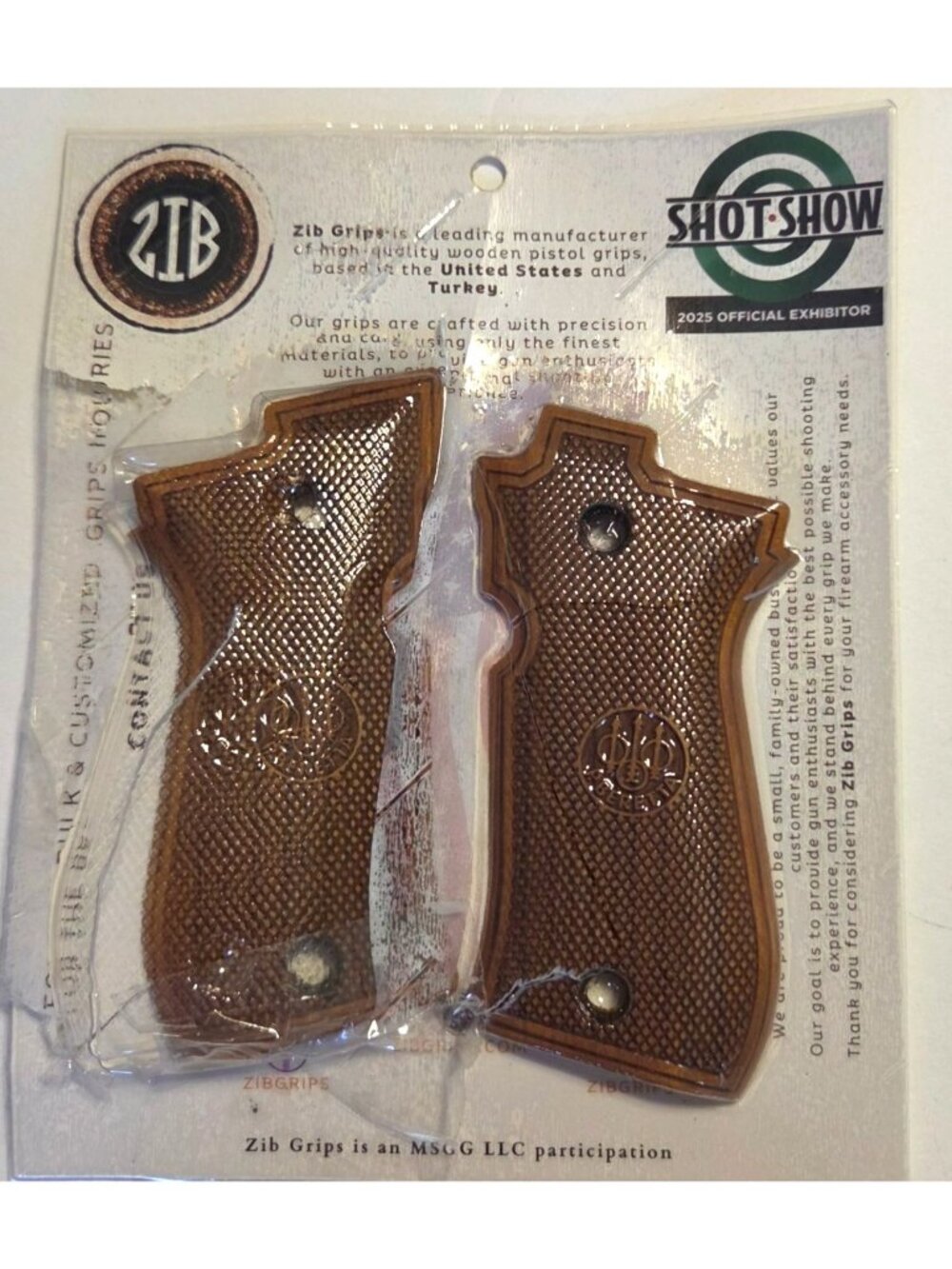 Beretta Pistol Wooden Grips by Zib Grips Precision Design Durable Authentic Look - Picture 5 of 5